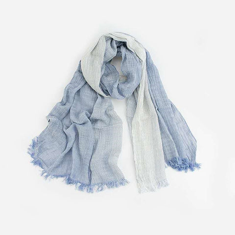 Cotton and linen stripes scarf