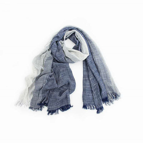 Cotton and linen stripes scarf