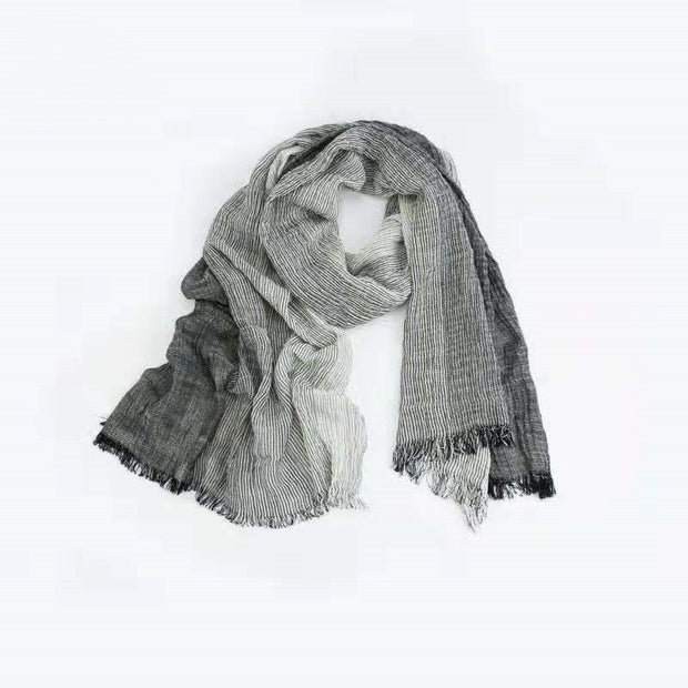 Cotton and linen stripes scarf